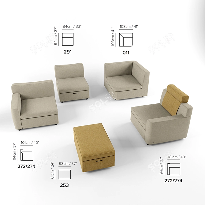 Sophisticated Euforia C015 Sofa 3D model image 2
