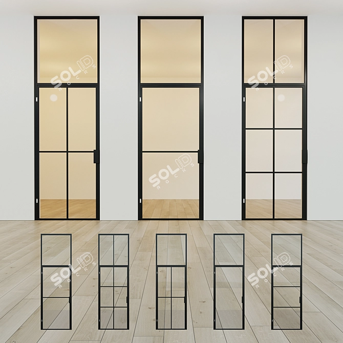 Stylish Glass Door Partition 3D model image 1