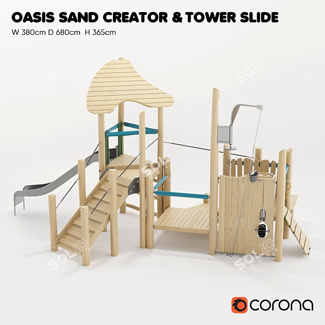 Kompan Tower with Slot: An Exciting Playtime Experience for Kids 3D model image 1