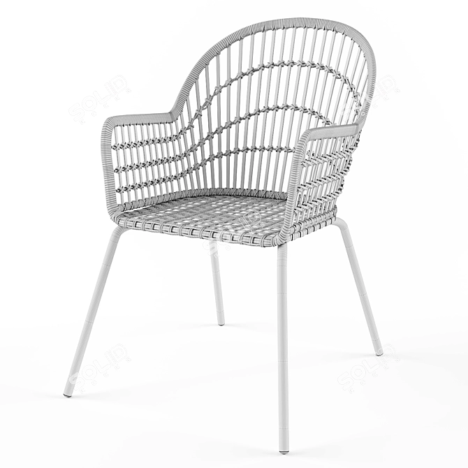 Elegant Dining Rattan Chair 3D model image 3