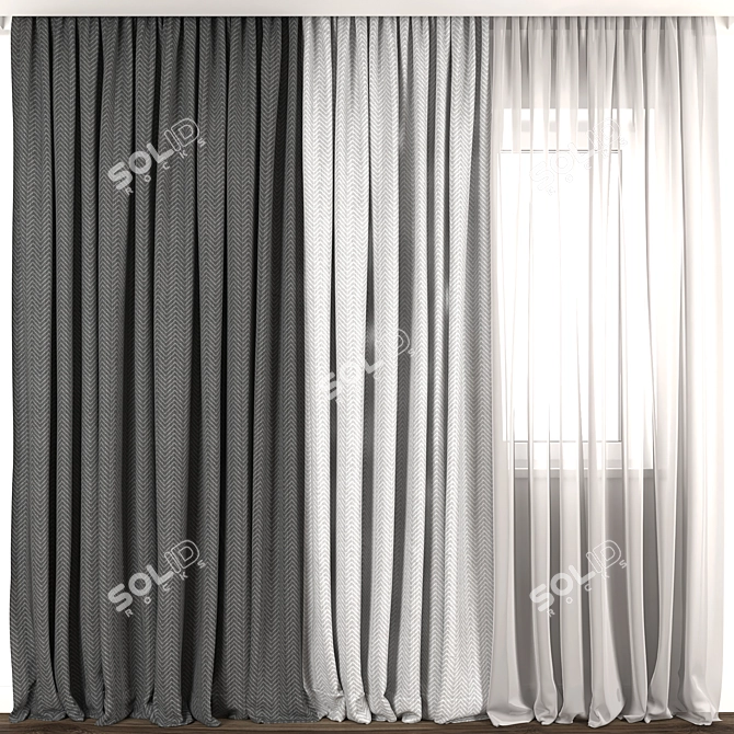 Elegant Curtain Design 3D 3D model image 1