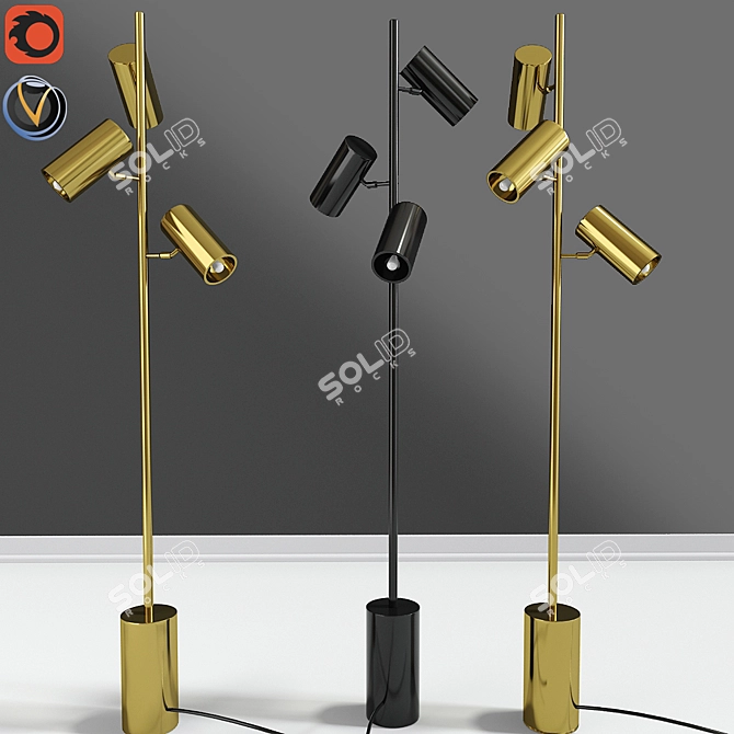 Tri-Light Floor Lamp 3D model image 1