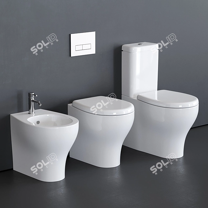 Modern Eden Collection: Close-Coupled Toilet, Floor Toilet, Bidet 3D model image 1