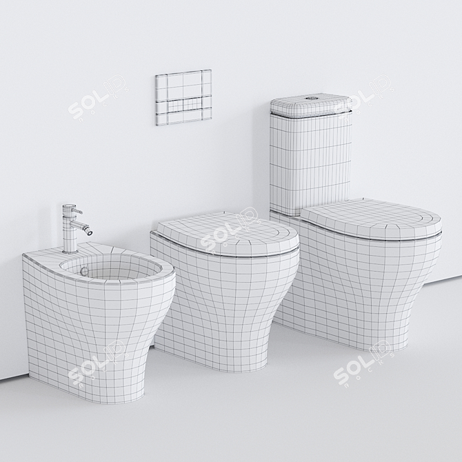 Modern Eden Collection: Close-Coupled Toilet, Floor Toilet, Bidet 3D model image 3