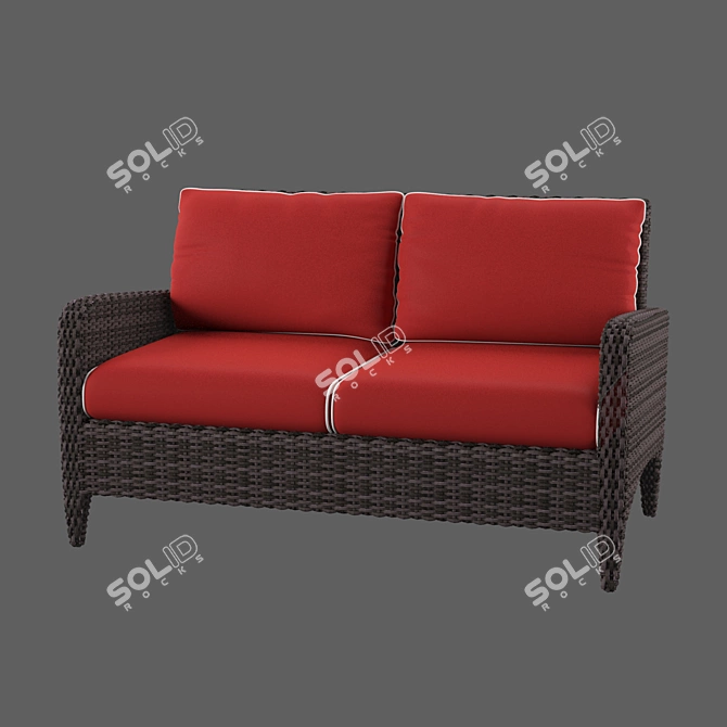 Elegant Velvet Sofa - Russian Translation 3D model image 1