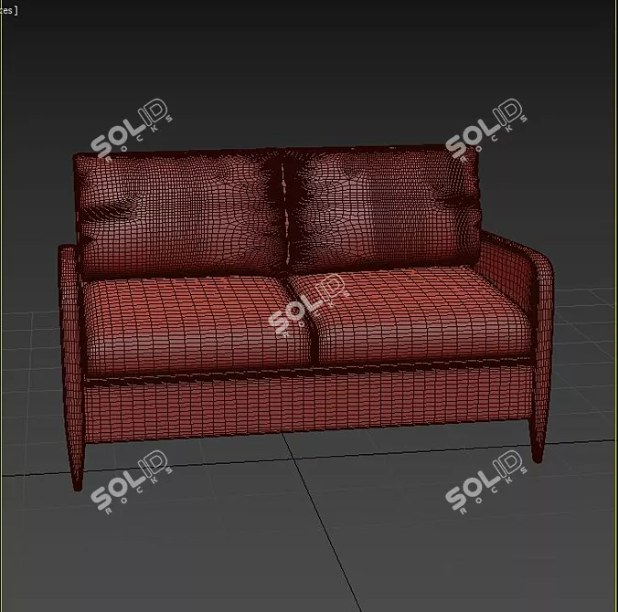 Elegant Velvet Sofa - Russian Translation 3D model image 3