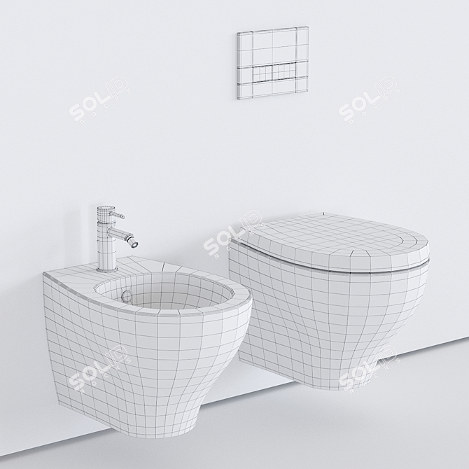 GALASSIA Eden Wall-hung WC & Bidet 3D model image 3