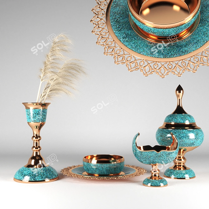 Firouzeh2 Persian Decorative Vases 3D model image 1