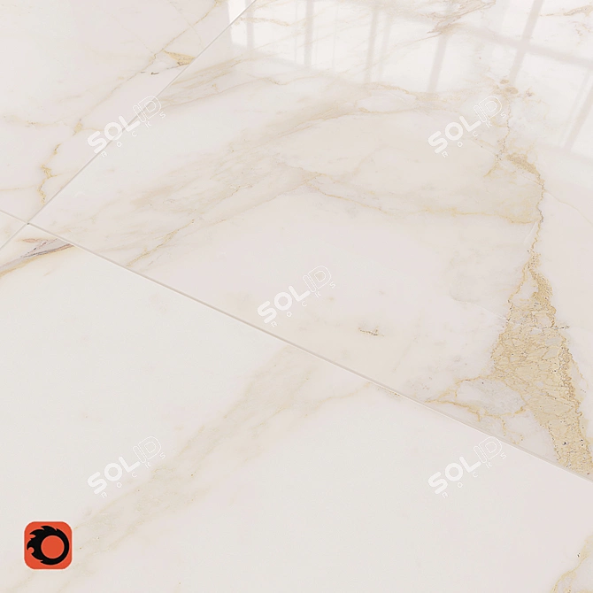 Golden Calacatta Gold Floor Tiles 3D model image 3