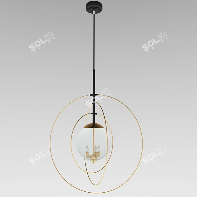 Annet 600: Modern Golden Metal Pendant Light with Adjustable Height 3D model image 1