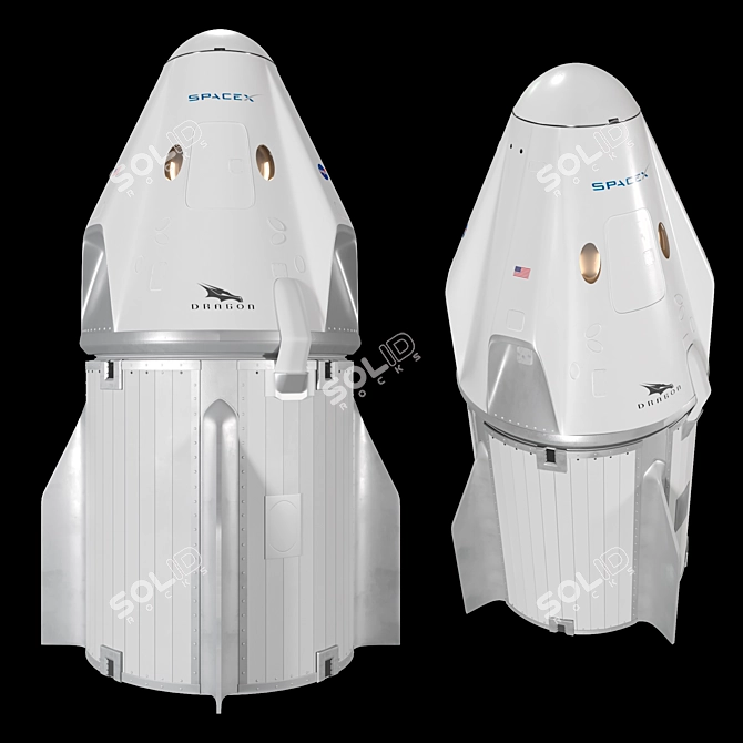 Revolutionary SpaceX Crew Dragon 3D model image 1