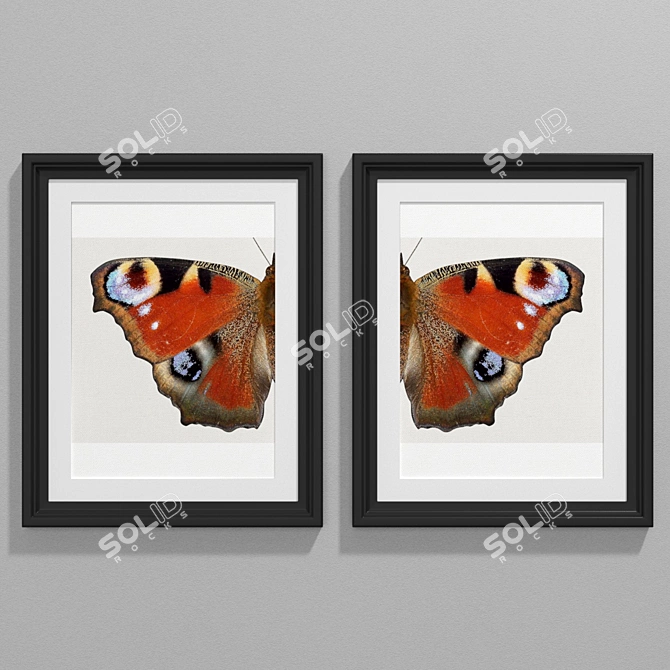 Modern Peacock Butterfly Art 3D model image 1