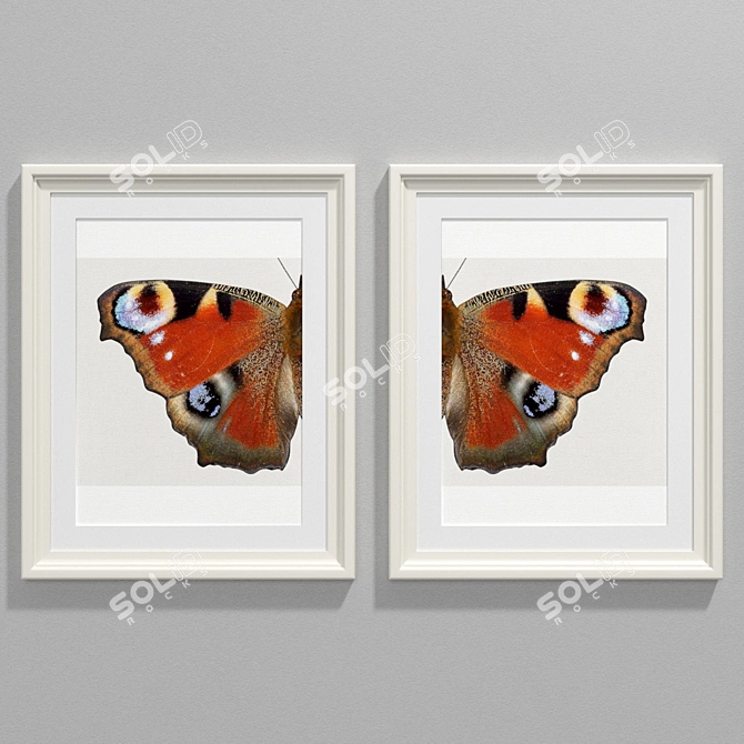 Modern Peacock Butterfly Art 3D model image 2