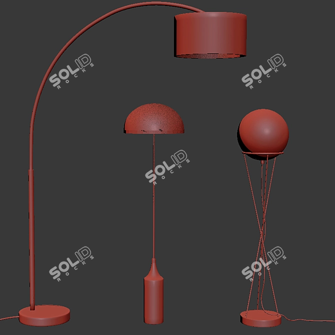 Contemporary Floor Lamps Set 3D model image 2