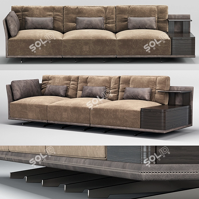 Montenapoleone Leather Sofa 3D model image 1