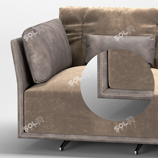 Montenapoleone Leather Sofa 3D model image 2