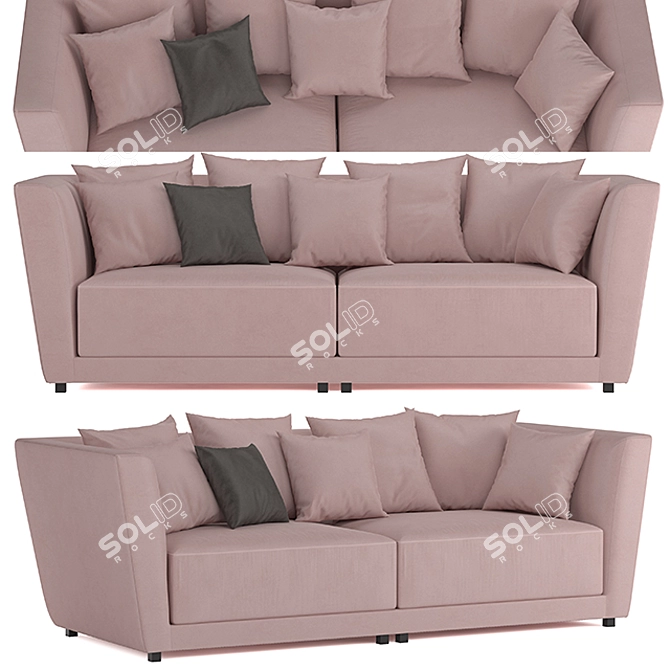 Modern Velvet Sofa Set 3D model image 1