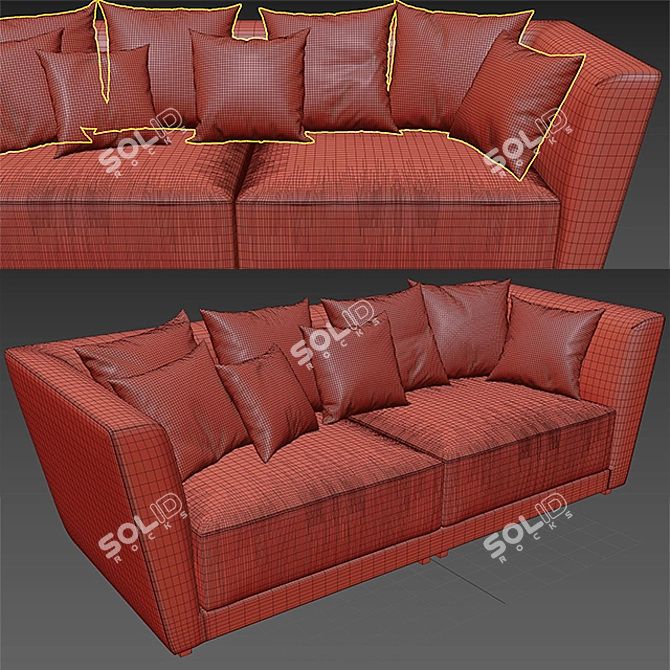 Modern Velvet Sofa Set 3D model image 2