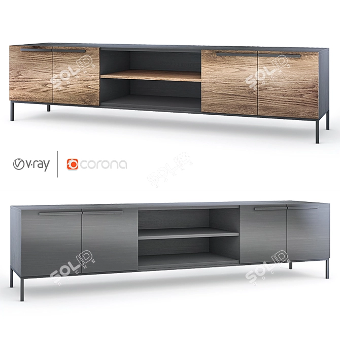 Modern Wenge Media Console | Rigby 80.5 3D model image 1