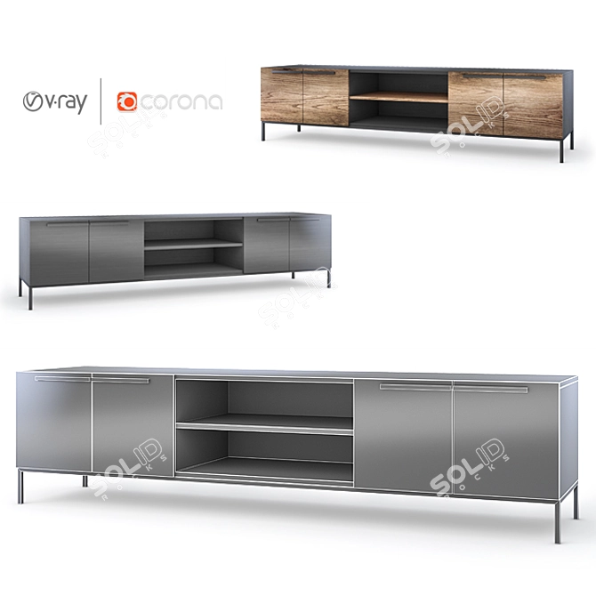 Modern Wenge Media Console | Rigby 80.5 3D model image 2