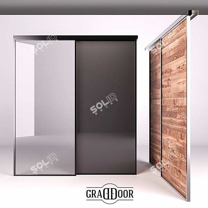 Premium Sliding Aluminum Interior Door 3D model image 1