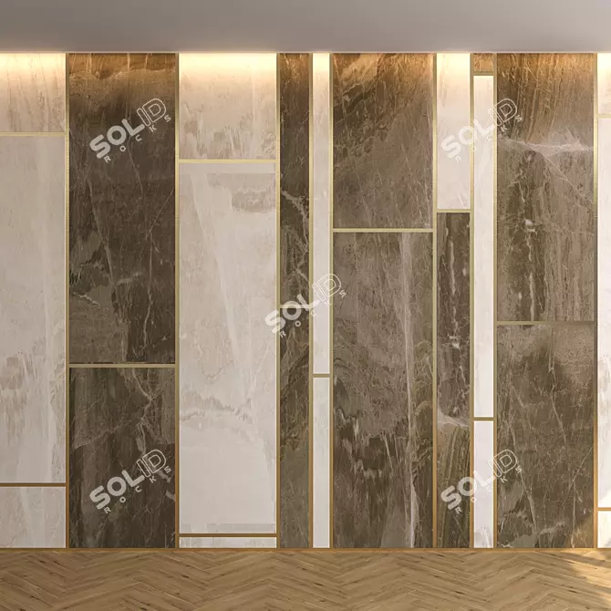 Luxury Marble 3D Wall Panel with Parquet 3D model image 1