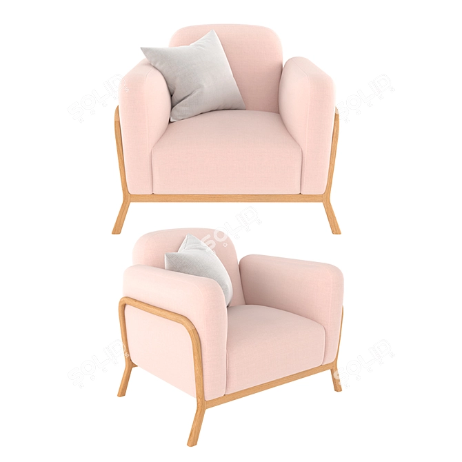 Tara Blush Armchair: Elegant Comfort for Your Home 3D model image 1