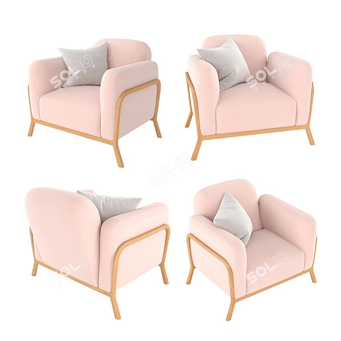 Tara Blush Armchair: Elegant Comfort for Your Home 3D model image 2