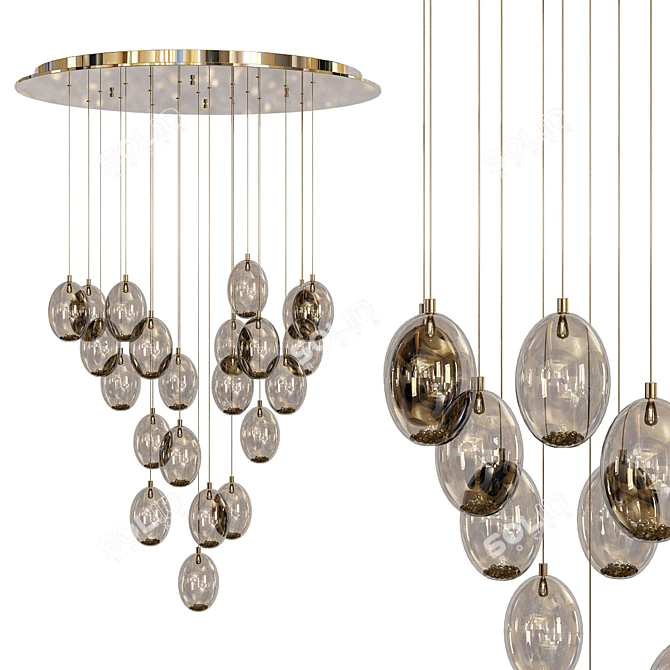 Eurofase Hazelton Chrome Amber Chandelier 3D model image 1