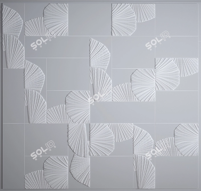 3D Gypsum Flora Tiles 3D model image 3