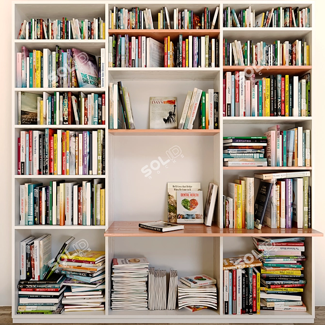 Modern Library. Bookshelf & Magazine Cabinet 3D model image 1