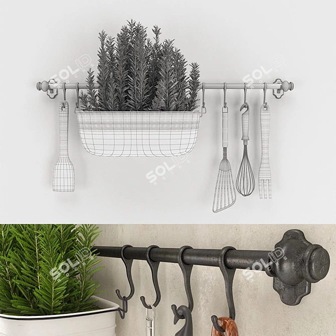 Wall-Mounted Kitchen Object Set 3D model image 2