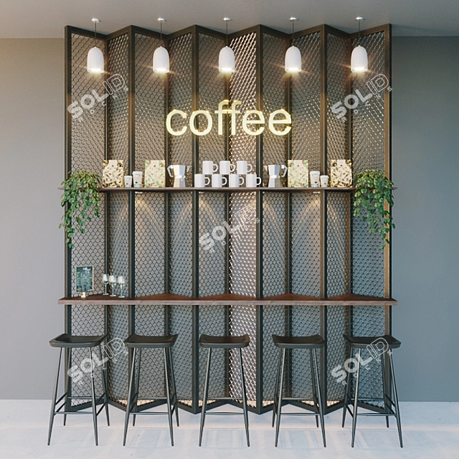 Coffee Haven: Modern Coffee Shop Bar 3D model image 1