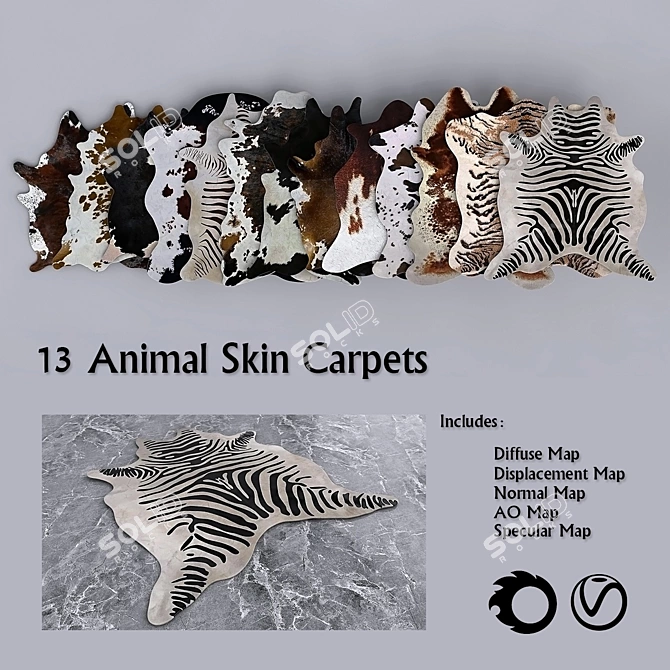 Exquisite PBR Animal Carpets 3D model image 1