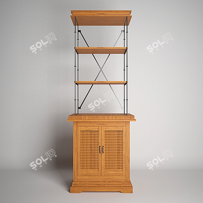 Modern Wood Bookcase: 3D Model & Textures 3D model image 1