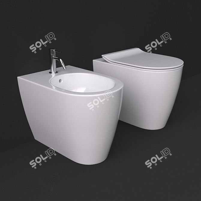 Stylish Scarabeo Moon WC & Bidet 3D model image 1