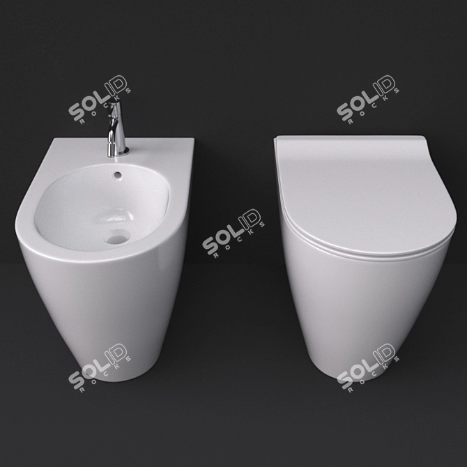 Stylish Scarabeo Moon WC & Bidet 3D model image 2