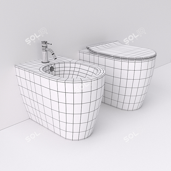 Stylish Scarabeo Moon WC & Bidet 3D model image 3