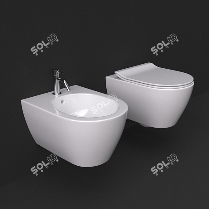 Moon Wall-hung WC & Bidet 3D model image 1