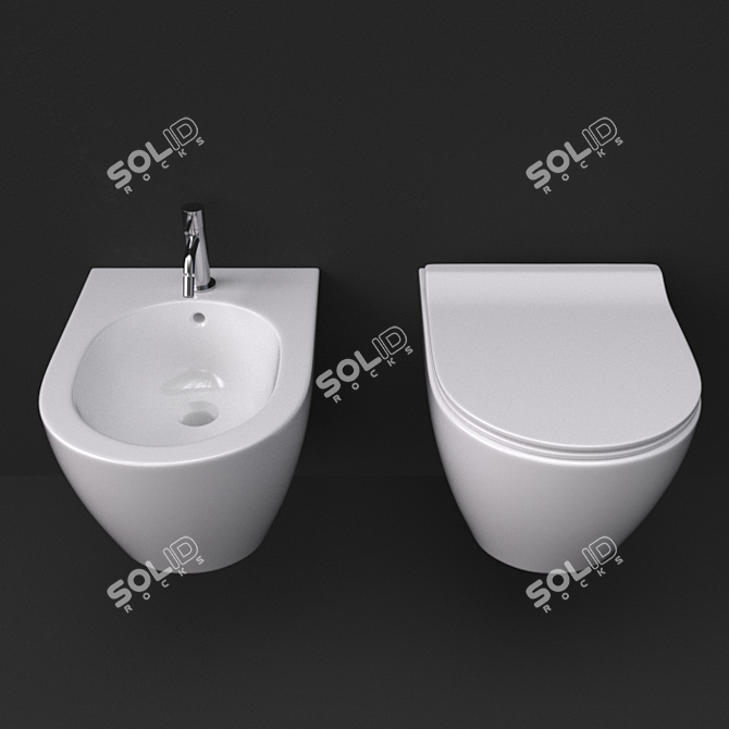 Moon Wall-hung WC & Bidet 3D model image 2