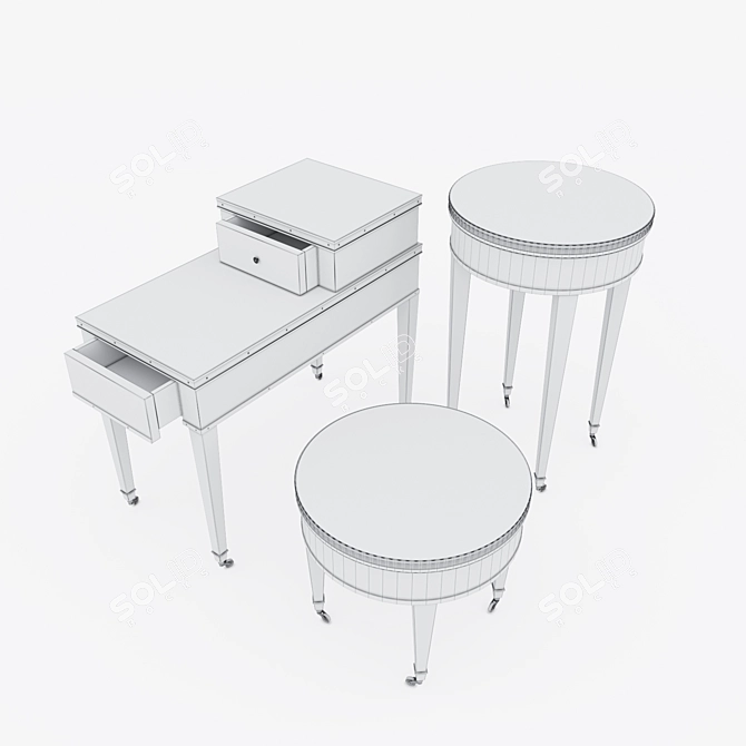 Modern Beech Wood Side Table with Drawers 3D model image 3