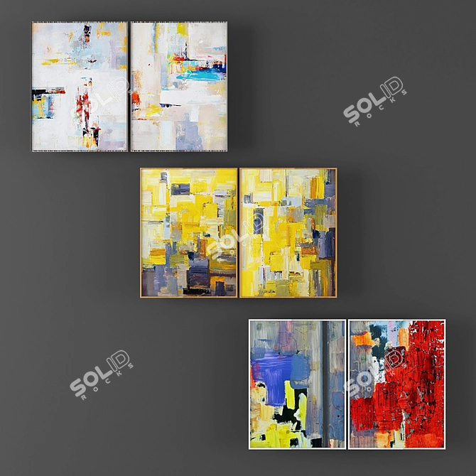 Modern Abstract Picture Set 3D model image 1