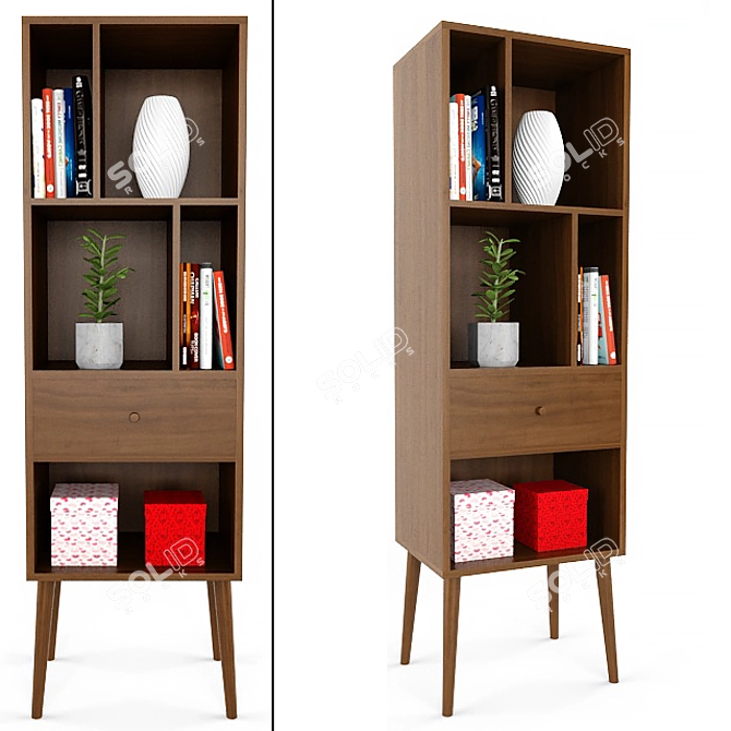 Retro Chic Bookshelf 3D model image 1