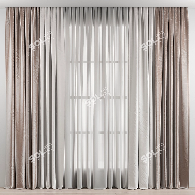 Elegant Drapery Set 3D model image 1