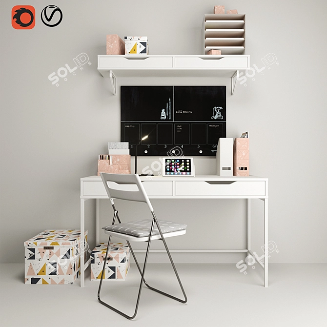 Efficient Workstation Package by Ikea 3D model image 1