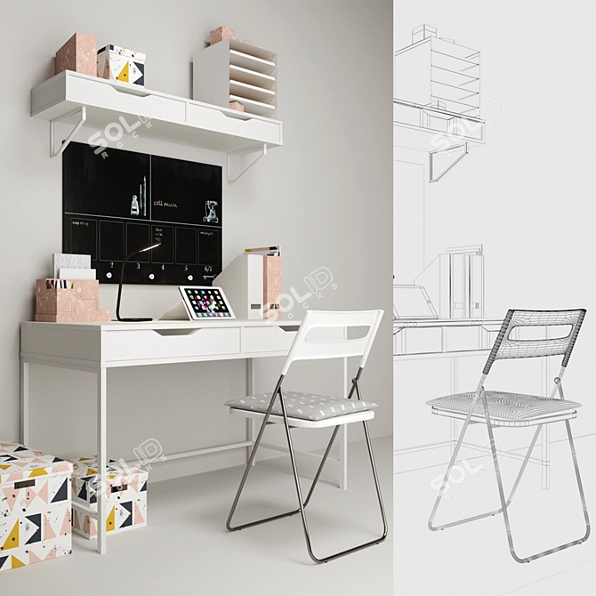 Efficient Workstation Package by Ikea 3D model image 2