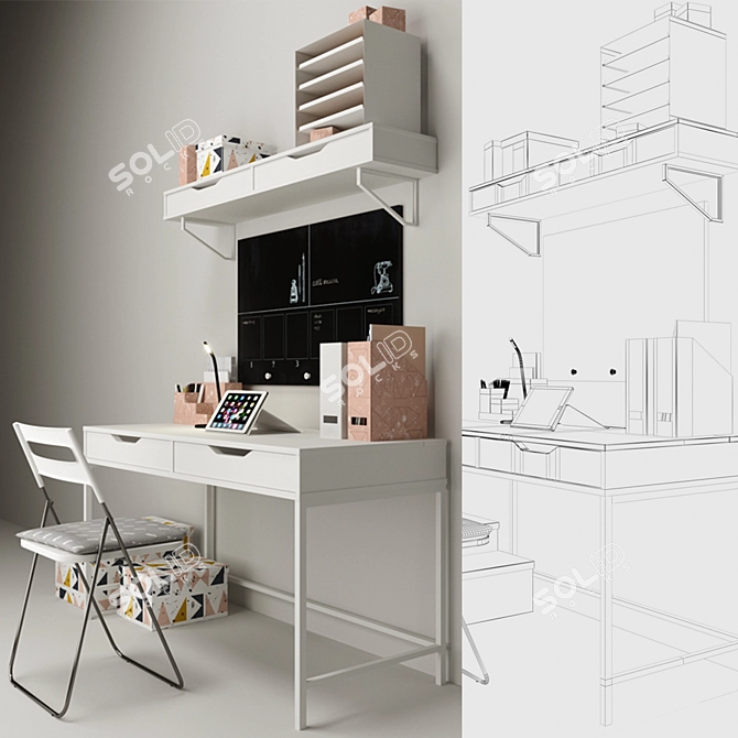 Efficient Workstation Package by Ikea 3D model image 3
