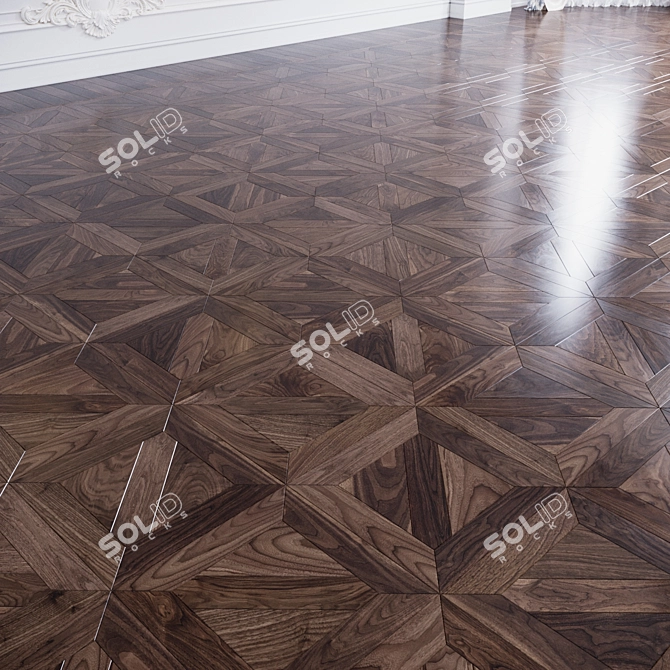 Elegant Walnut Flooring: Coswick Langeais 3D model image 1