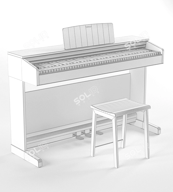 YAMAHA YDP-143 WH&B Digital Piano 3D model image 3