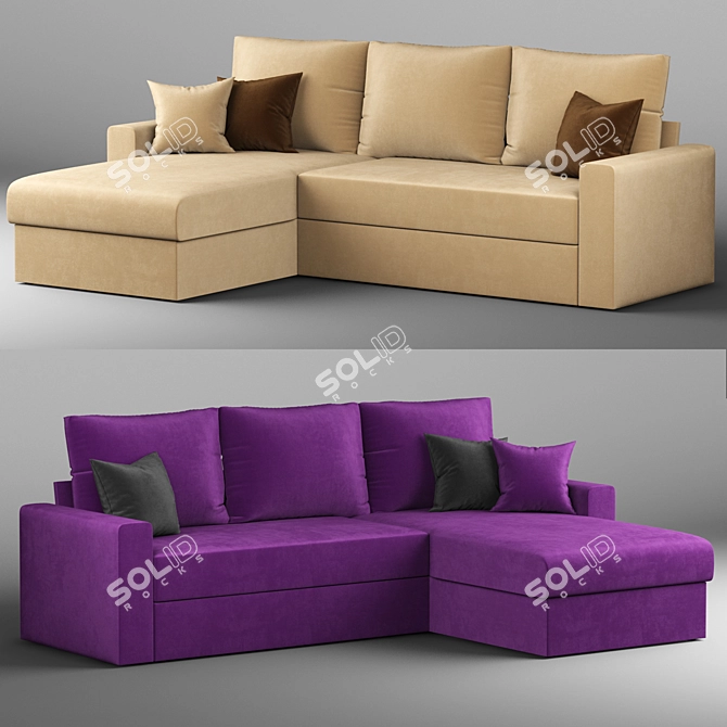 Velvet Corner Sofa: Verona by MebelVia 3D model image 1